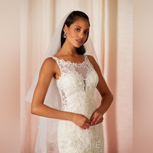 Azazie Divine Wedding Dress Diamond White/Champagne WD14 NWT - Picture 3 of 6